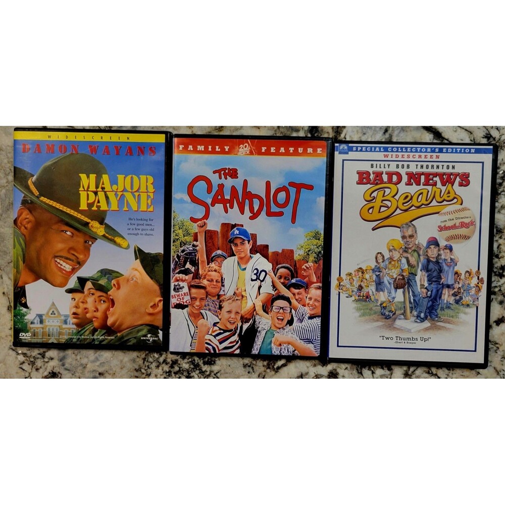 DVD 3PK: BAD NEWS BEARS, SANDLOT & MAJOR PAYNE!! TESTED & WORKING, FAST SHIPPIN
